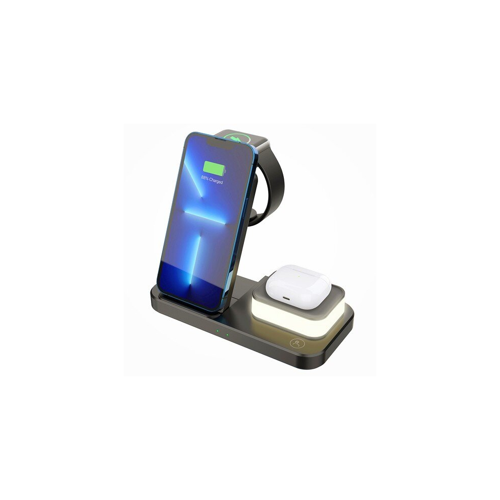 C500 Foldable 3-In1 Wireless Charger With 3-Level Adjustable Night 9V 2A Usb Qc3.0 Charging For Apple - Light/Black 766261513818