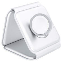 15W Tragbares 3-in-1-Magnetisches Drahtloses Ladegerät, Silikon Faltbare Schnelle Ladeständerbasis Für Die IPhone 12/13-Serie - Weiß