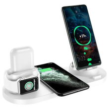 6 In 1 Drahtloses Ladegerät Mobiltelefon Drahtlose Ladehalterung Kopfhörer Schnellladung - Weiß