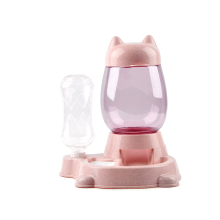 2 in 1 Automatic Cat Feeder Pet Drinking Bowl Food Water Dispenser Large Capacity Cats Dogs Feeding Bowls Auito Feeder Device - Pink