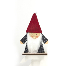 3Pcs Christmas Wooden Felt Splicing Ornaments Accessories Scene Decoration, Size:Large(Gray Coat Red Hat )