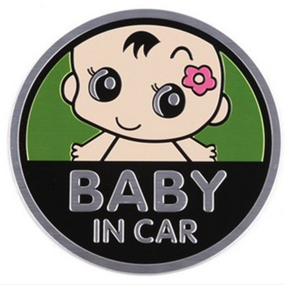 2Pc Baby In Car Lovely Smile Face Adoreable Car Free Sticker(Green) Green 6913664866841