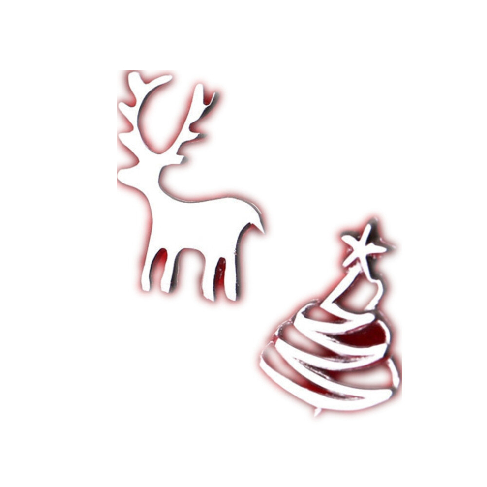 6 Pcs  Cute Small Deer Christmas Tree Earrings Women Asymmetric Animal Earrings-image-OPC-PD6J8QQ-NEW