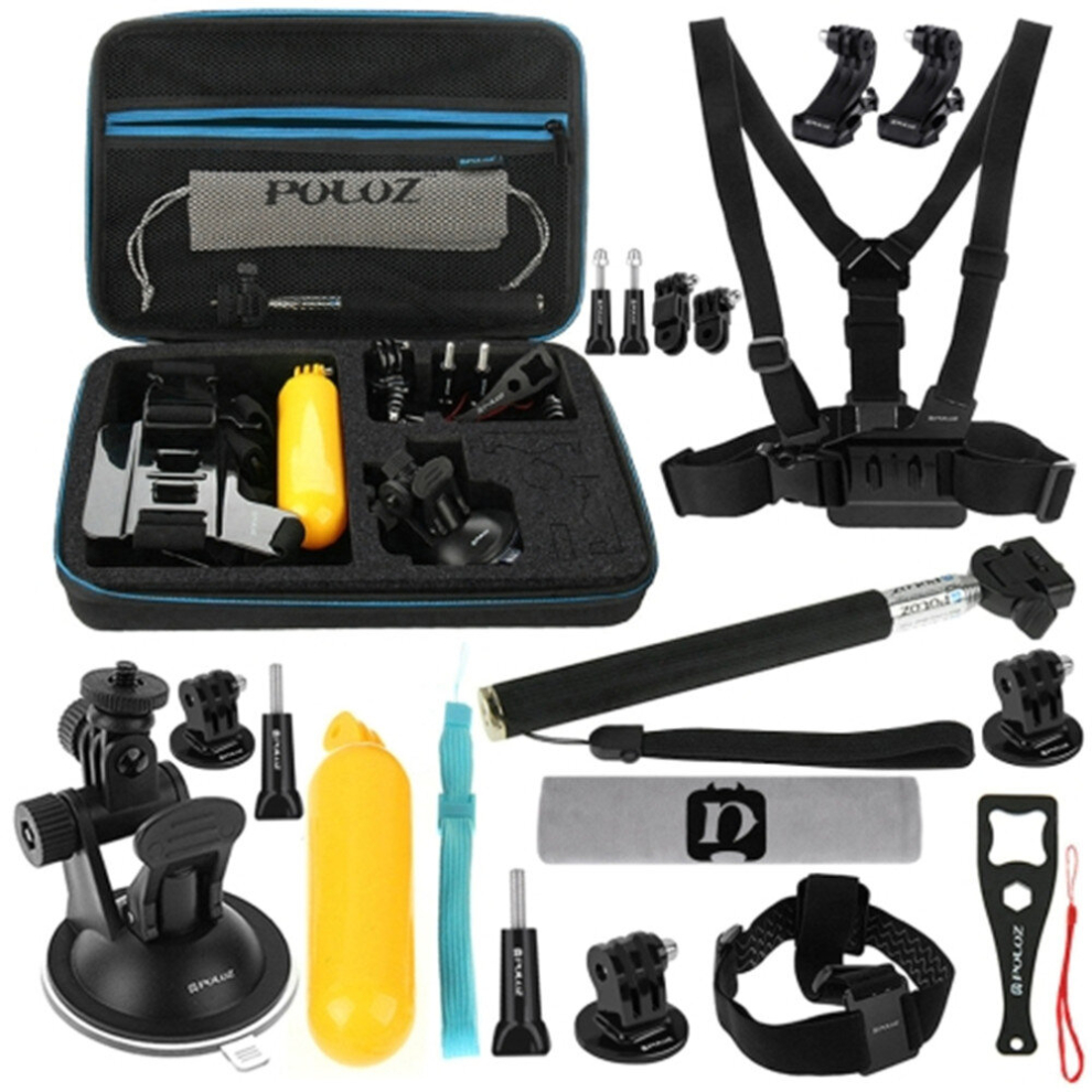 20 In 1 Accessory Combo Kit With Eva Case For Gopro Hero8 /7 /6 /5 /5 Session /4 Session /4 /3+ /3 /2 /1, Xiaoyi And Other Action Cameras Black 8881471559929