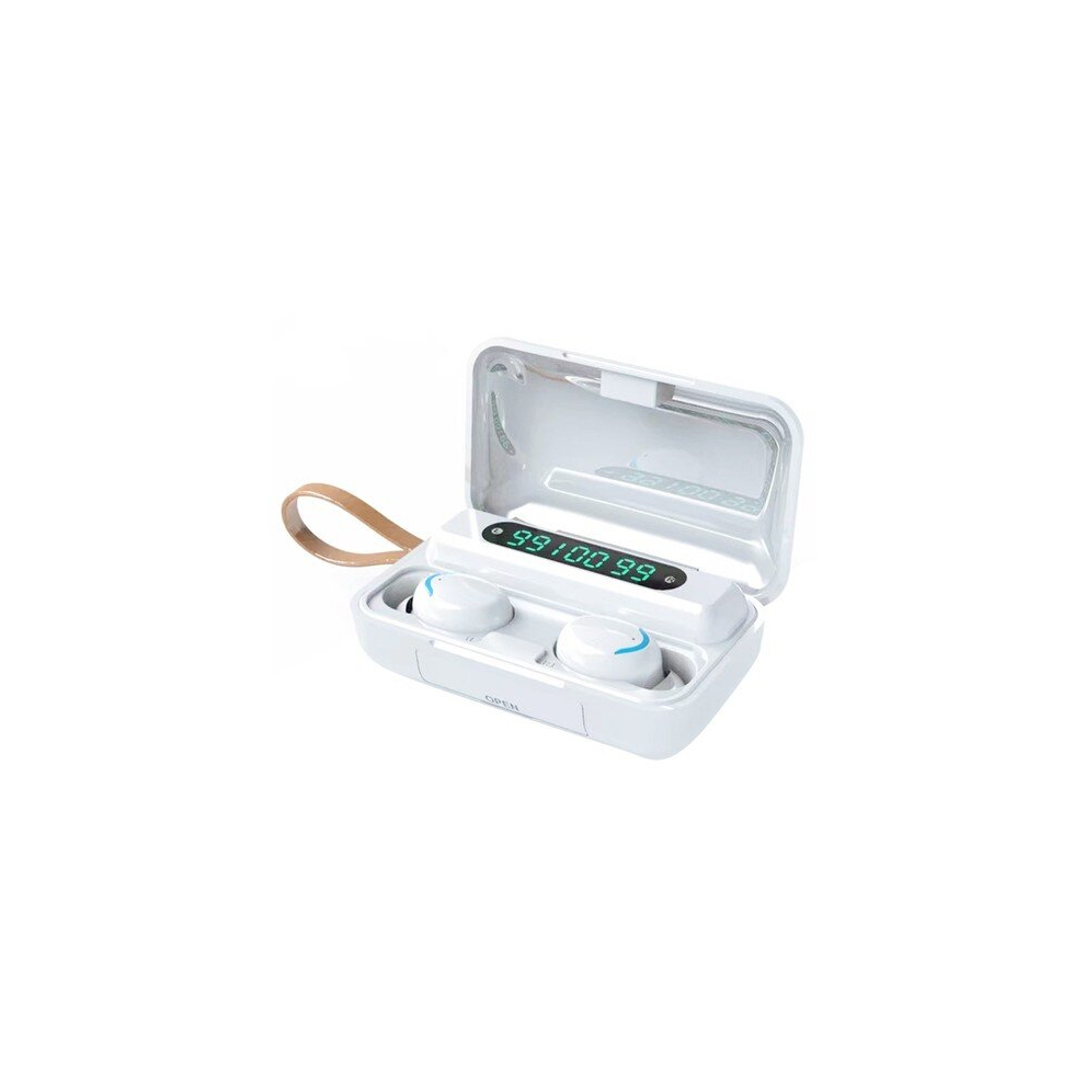 Makibes F9-5C Tws Headphones With Charging Box Bt5.0 Stereo Touch Control Sports Earbuds With Microphone, Lanyard - White 766261511180