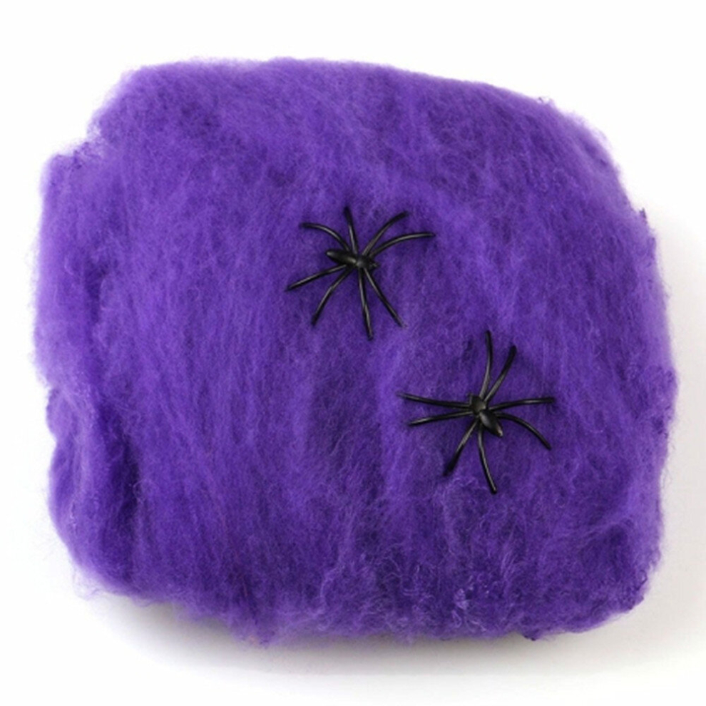 10 PCS Halloween Bar Haunted House Scary Party Spider Web Props Decoration(Purple   )-image-OPC-PD6J976-NEW