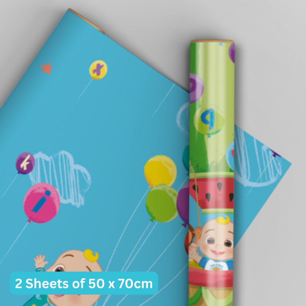 Cocomelon Wrapping Paper 2 Sheets & 2 Tags