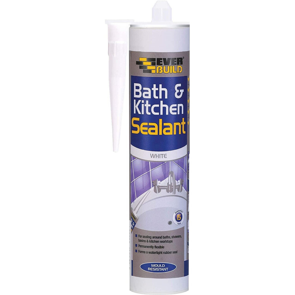 Everbuild Bath and Kitchen Acrylic Sealant, White, 290 ml BATH(n)