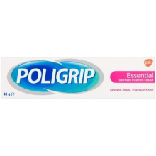 Poligrip Flavour-Free Denture Fixative Cream, Essential 40g – Secure Hold That Won't Interfere with Food Flavour