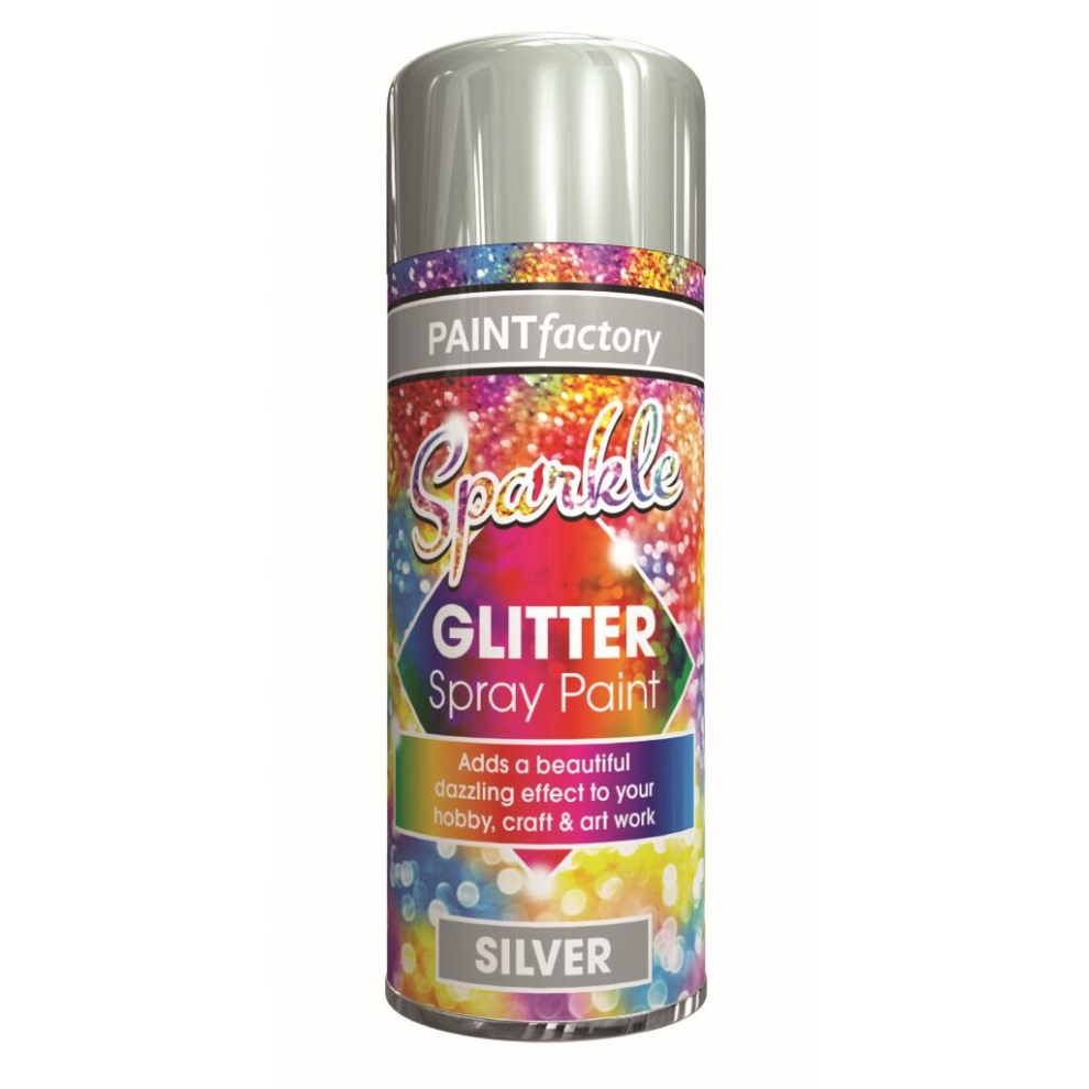 Paint Factory Silver Glitter Effect Colour Spray Paint 200ml