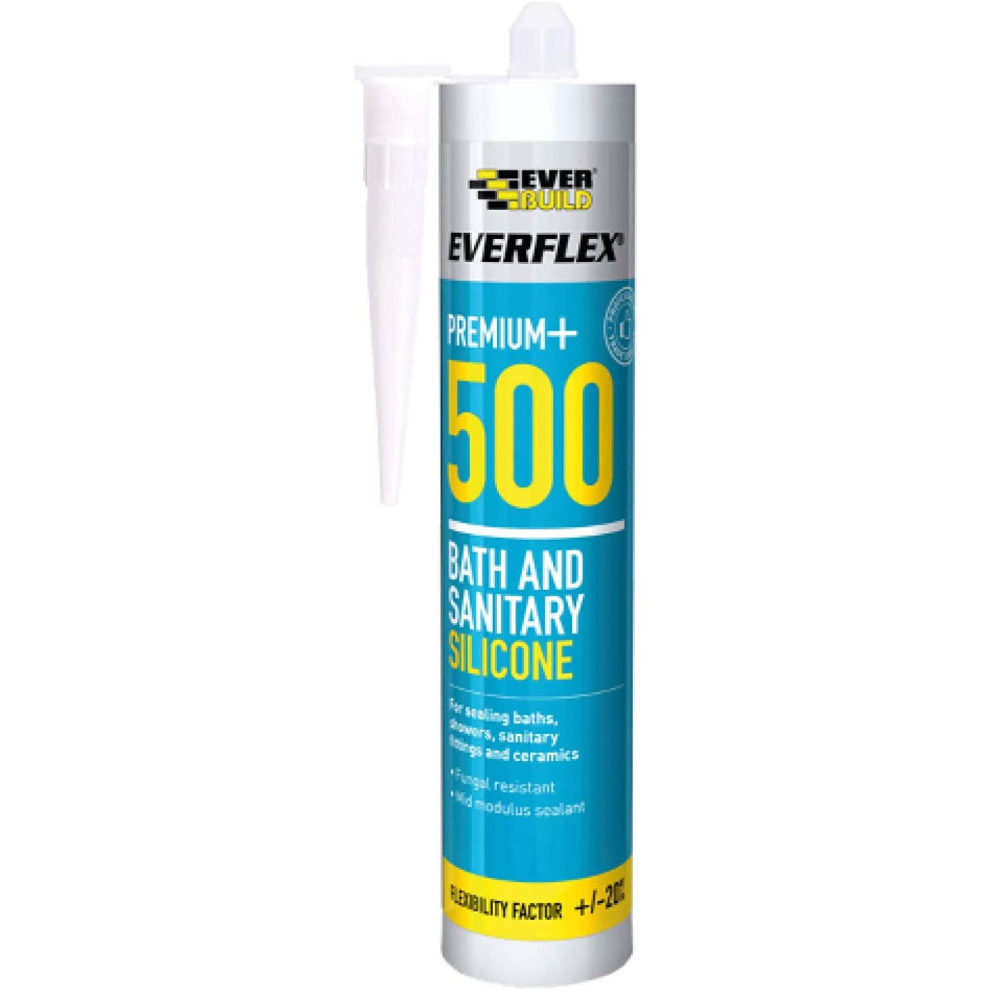 Everbuild Everflex 500 Bath and Sanitary Silicone, Stone, 295 ml             500SAND(n)