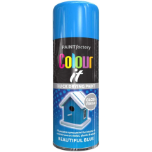 Paint Factory Colour It Quick Drying Spray Paint 400ml Blue Gloss Finish