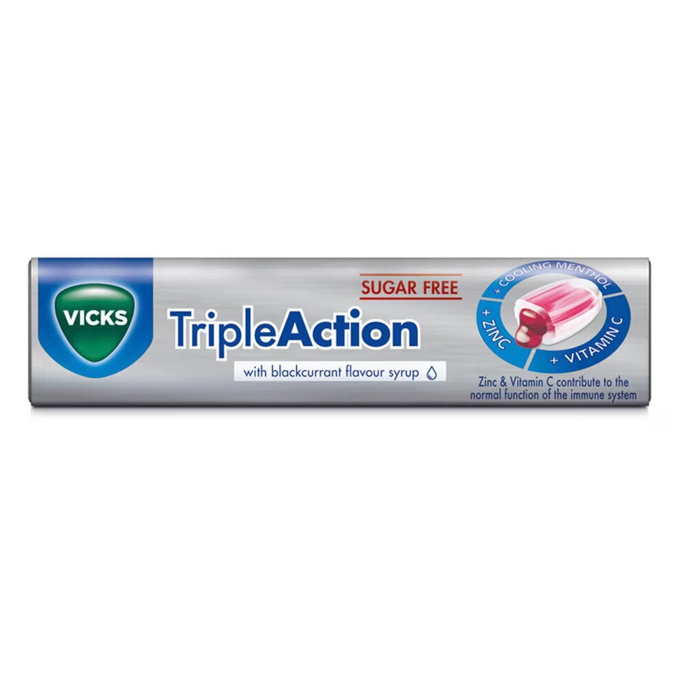 VICKS Triple Action Sugar Free Lozenges BlackCurrant 42GM