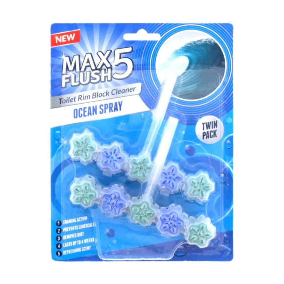 Max Flush 5 Ocean Spray Toilet Rim Block Cleaner (Twin Pack)