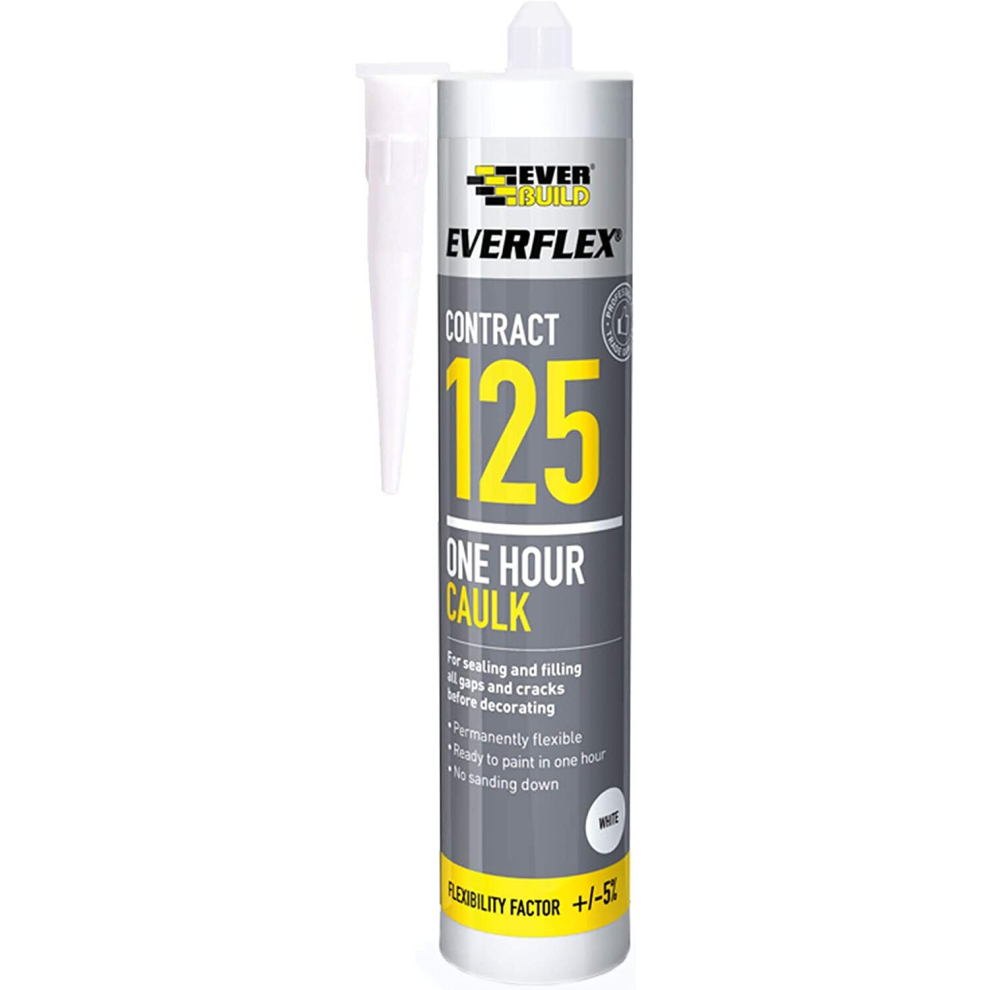 Everbuild Everflex 125 One Hour Caulk, White, 300 ml 125C3(n)