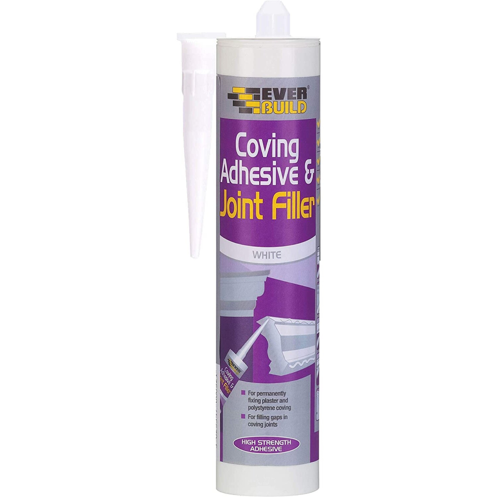 Everbuild COVE-EBD Coving Adhesive and Joint Filler, White, 290 ml