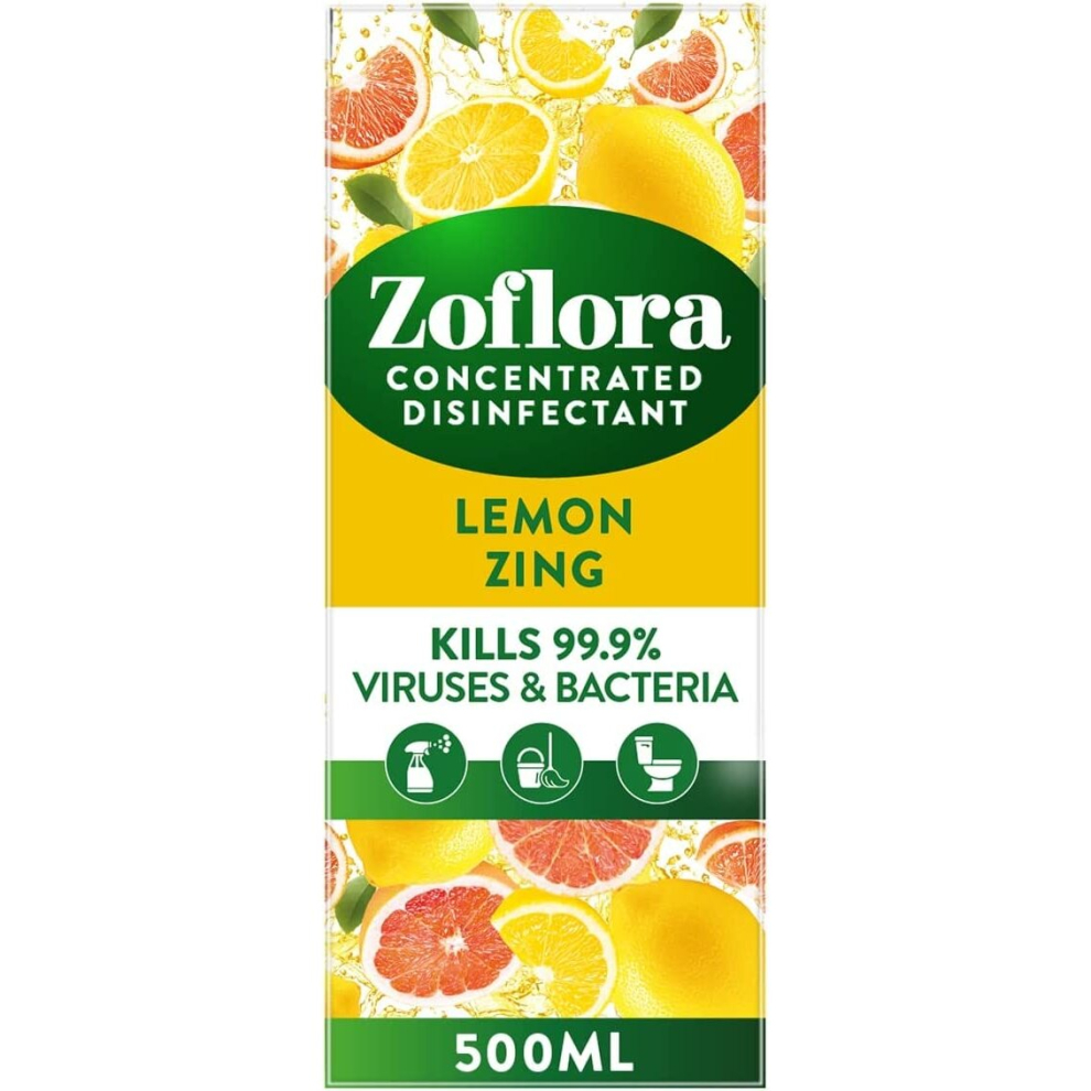 Zoflora Concentrated Antibacterial Disinfectant, 3 in 1 Lemon Zing 500ml