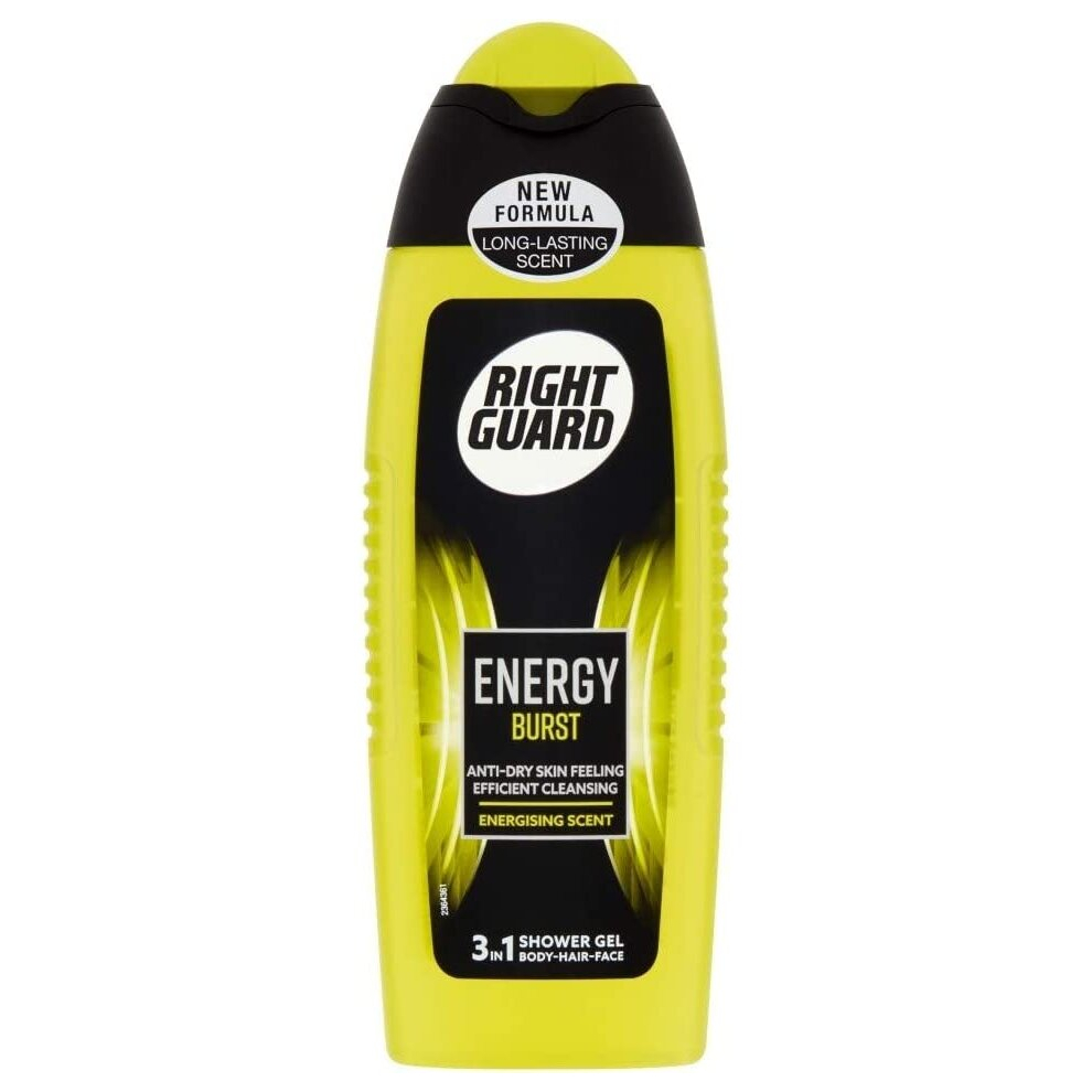 Right Guard 3-in-1 Shower Gel, Energy Burst, 250 ml