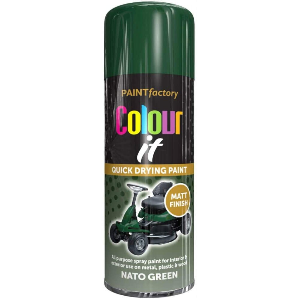 Paint Factory Colour It Quick Drying Spray Paint 400ml Nato Green Matt Finish     1747PR
