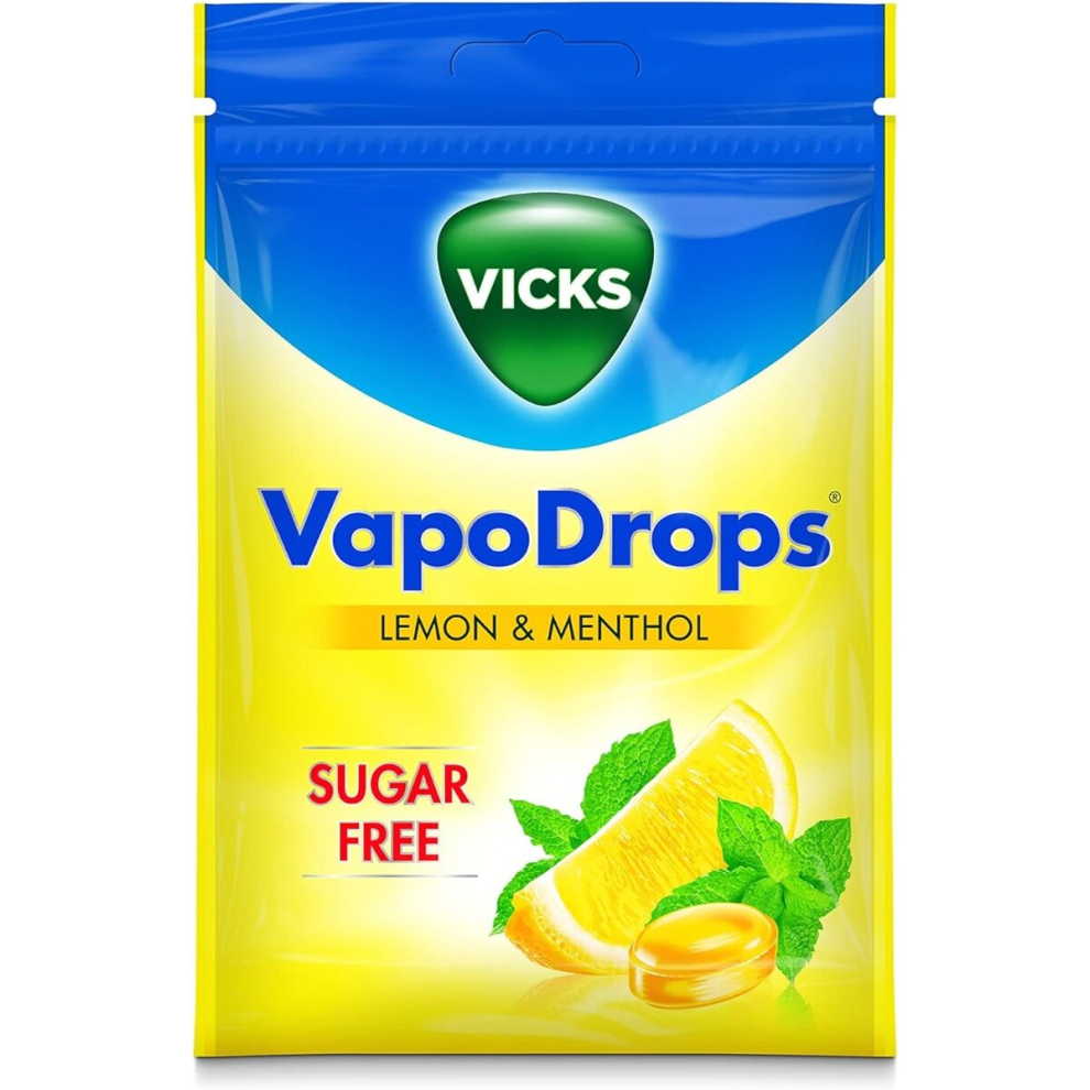 Vicks Vapodrops Sugar Free Lemon & Menthol For Cold And Flu 72G