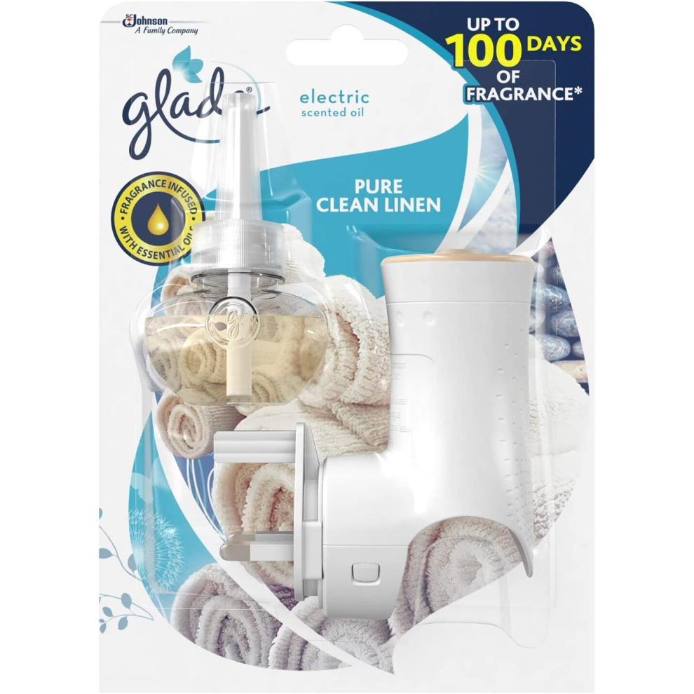 Glade pure clean linen Electric Scented Oil Holder & Refill 20 ml (7554).