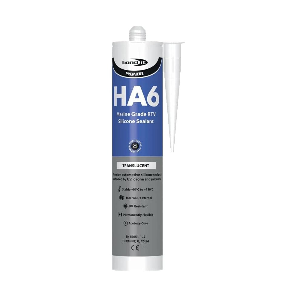 Bond It HA6 Silicone Rubber Sealant Seals Translucent      BDHA6T