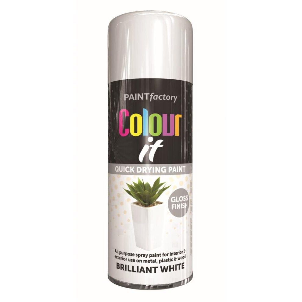 Paint Factory Colour It Paint Gloss Finish Brilliant White 400Ml 5056743033916