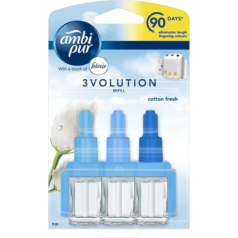 Ambi Pur Febreze 3Volution Air Freshener Plug-In Refill, Cotton Fresh, 20ml