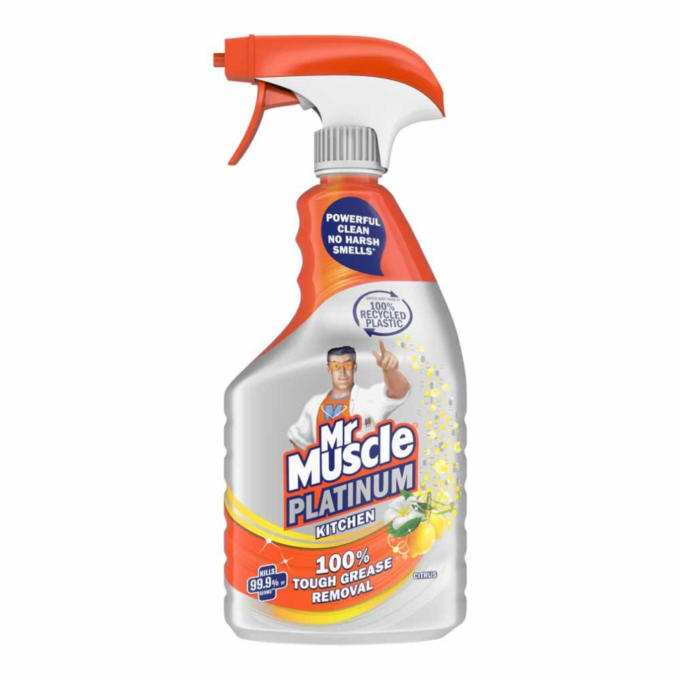 Mr Muscle Kitchen Cleaner Citrus Platinum Antibacterial Kitchen Spray, 750ml