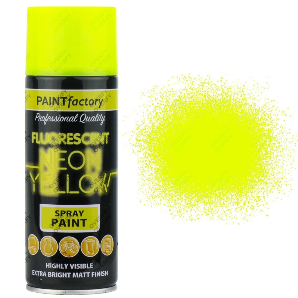 Paint Factory All Purpose Neon Yellow Spray Can, 400 Ml 1754Pr 5056743096072