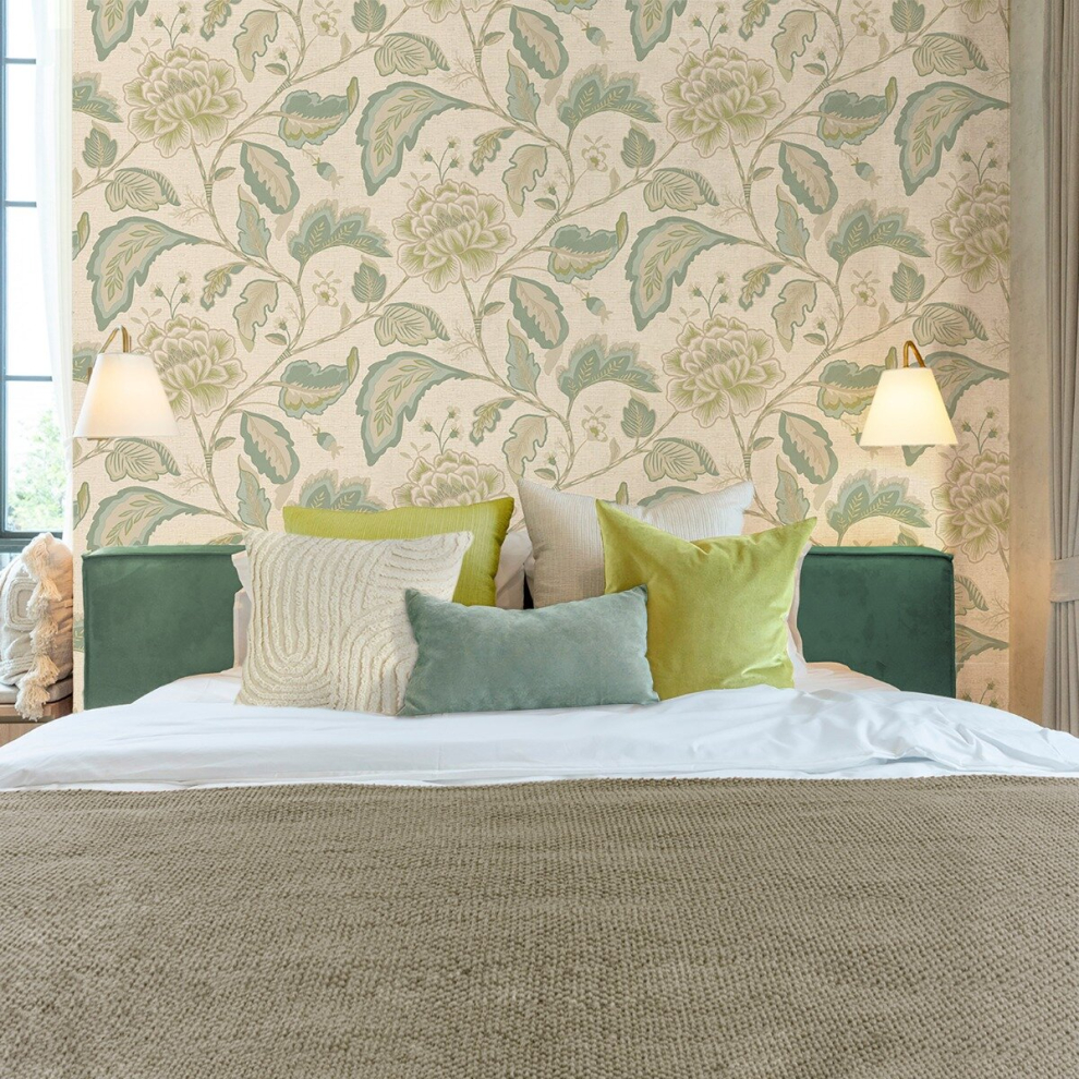 Belgravia Decor Maya Trail Sage and Cream Wallpaper - Image 5
