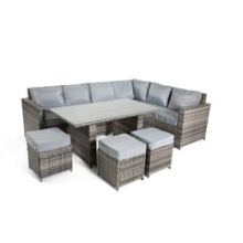 The Tarporley Grey 9 Seat Corner Rattan Dining Set