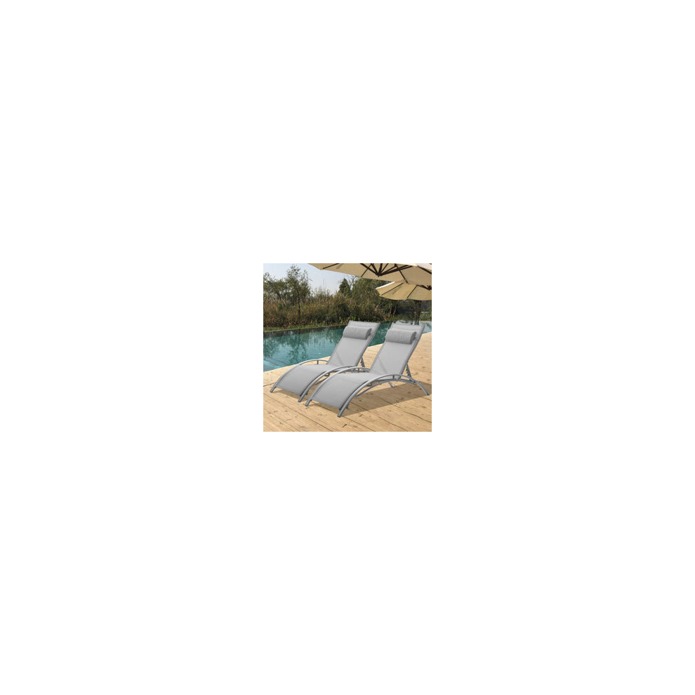 Pair of Bali Sun Loungers - Grey