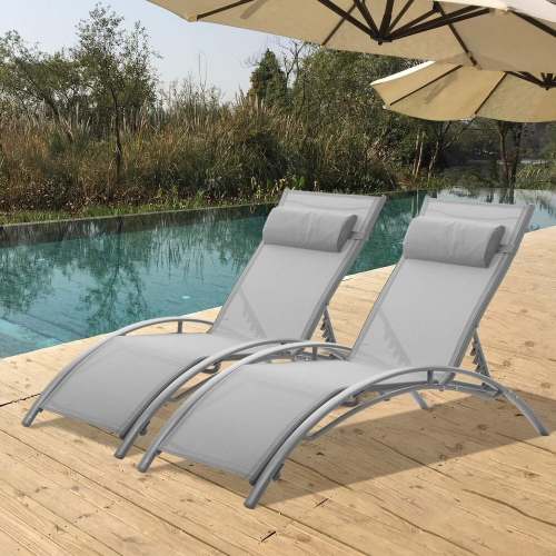 Outdoor Living Pair of Bali Sun Loungers - Grey 1