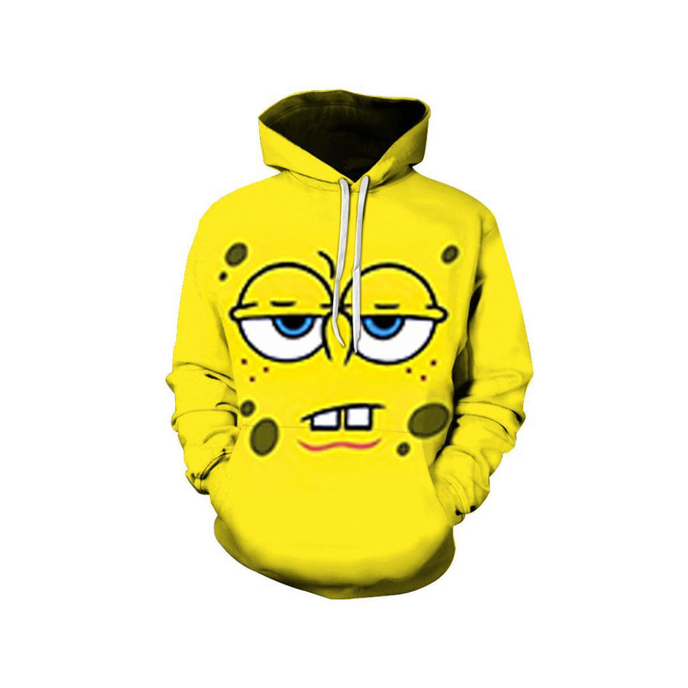 (M, COLOR 9) Men Women Unisex Digital Print Sweatshirts Hooded Adult SpongeBob SquarePants Cartoon Hip Hop Top Pullover