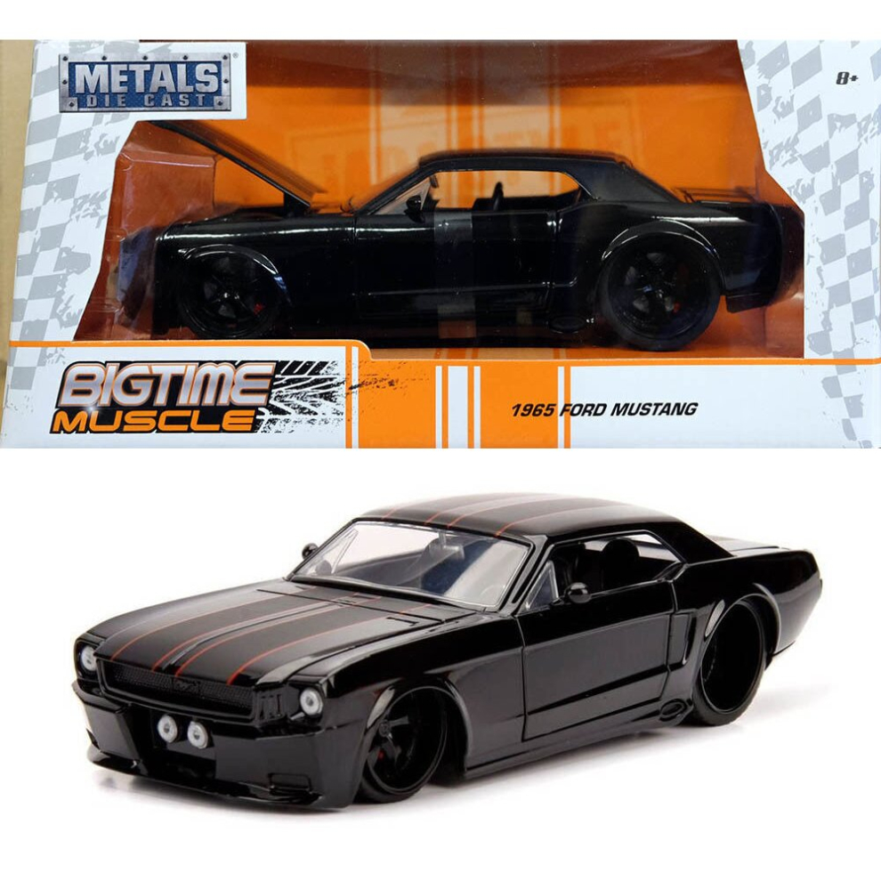 Photos - Toy Car Jada 99967 1/24 Scale 1965 Ford Mustang Gloss Black with Red Bigtime Muscle 