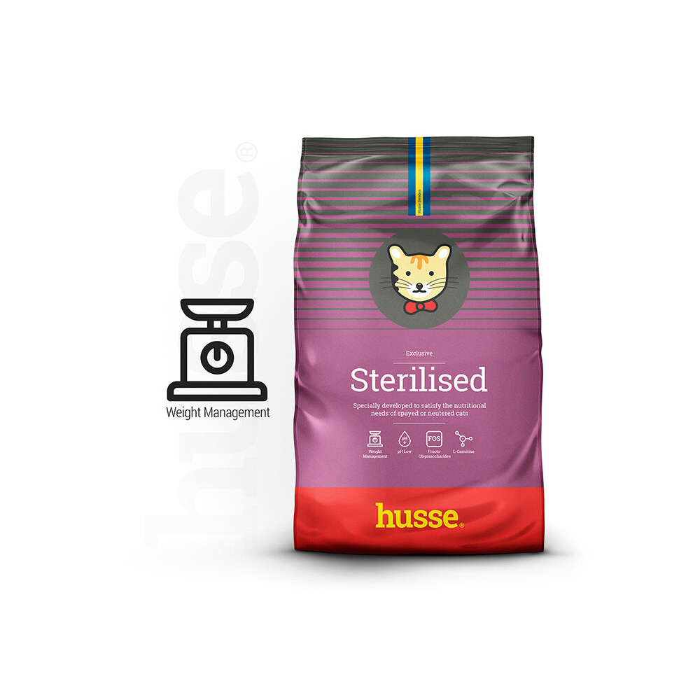 Husse Exclusive Sterilised Dry Cat Food – Chicken-Based Weight Management, 7Kg, High-Protein & Digestive & Coat Support