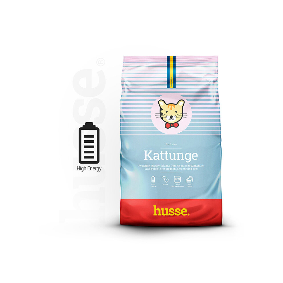 Husse Natural Complete Kitten Delicious Dry Cat Food High Chicken Meat Content - Exclusive Kattunge 2Kg
