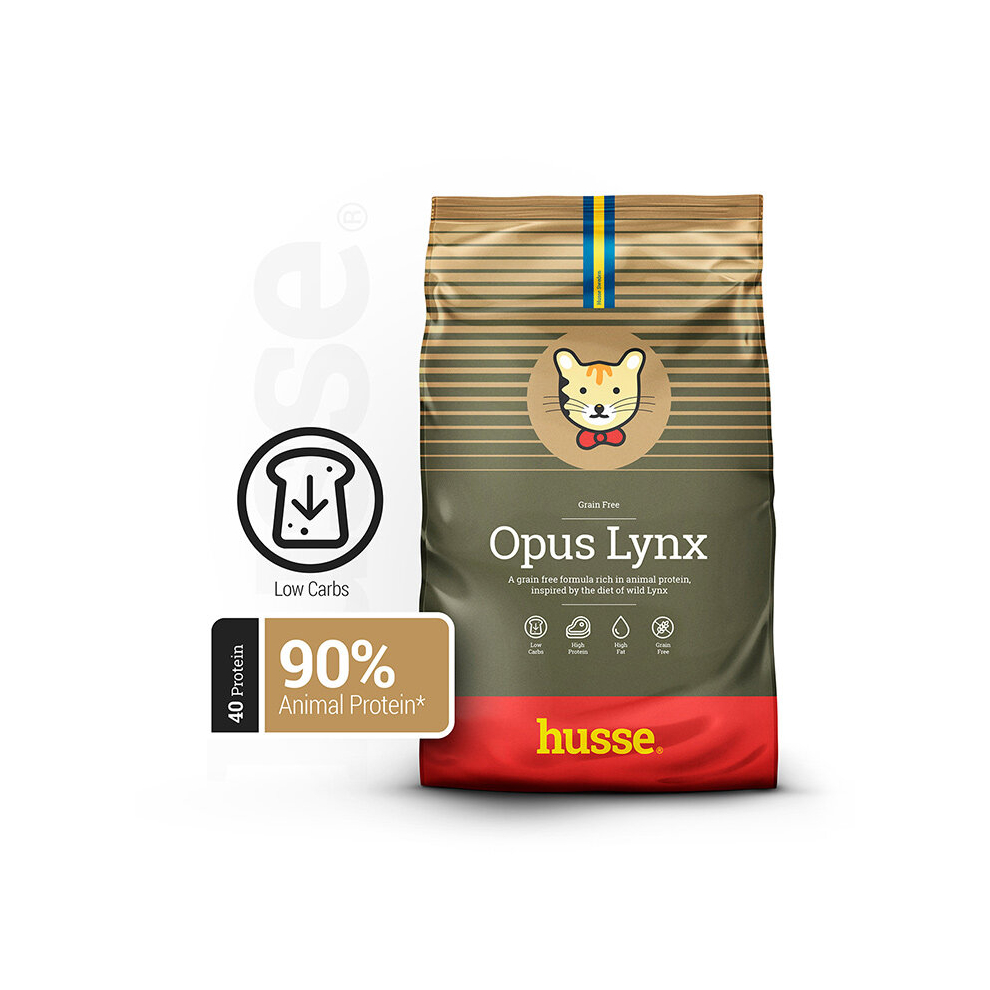 Husse Natural Complete Adult Delicious Dry Cat Food Chicken & Salmon Grain Free Gluten Free High Protein Low Carbohydrate - Opus Lynx 2kg