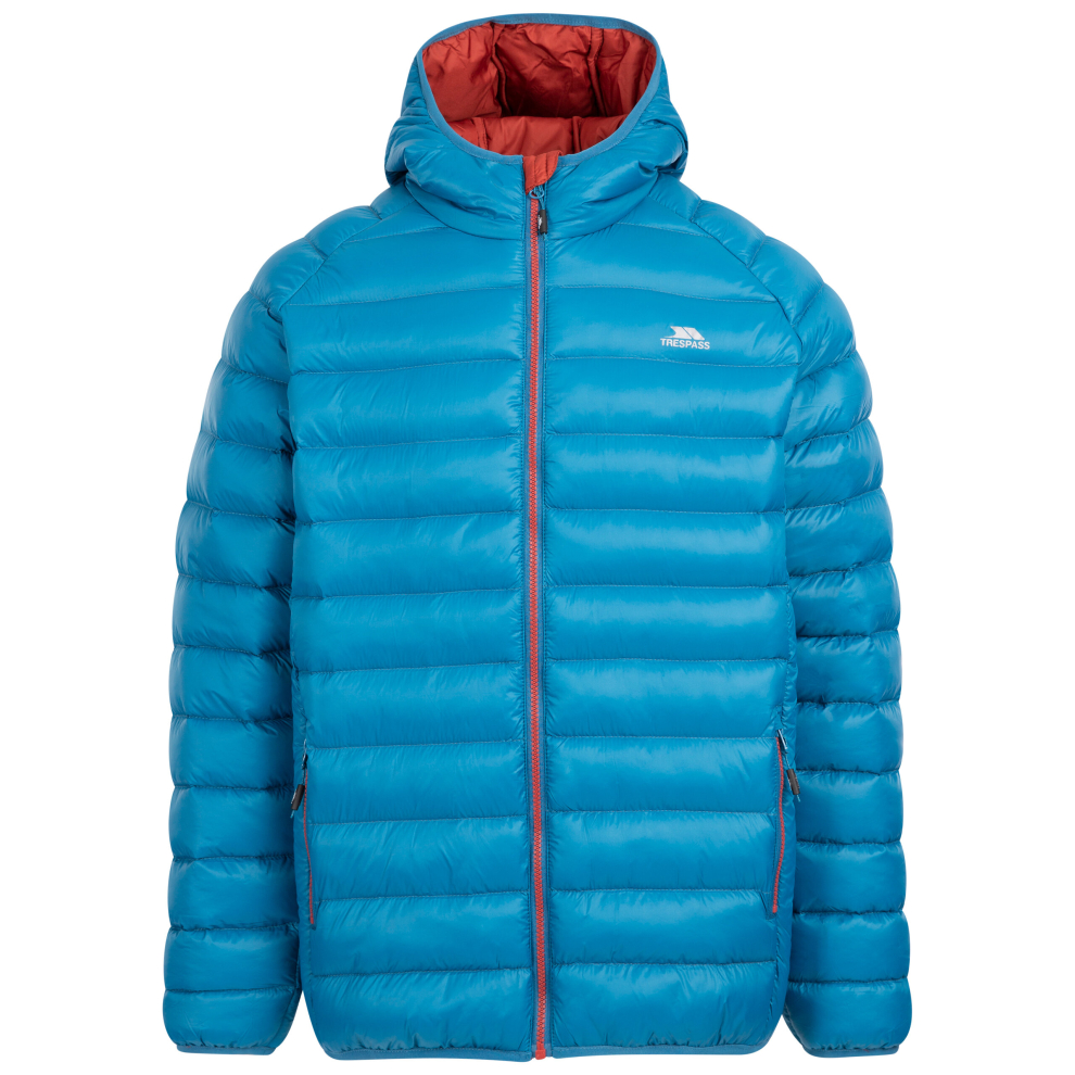 (L, Bondi Blue) Trespass Mens Padded Jacket Hooded Full Zip Bosten