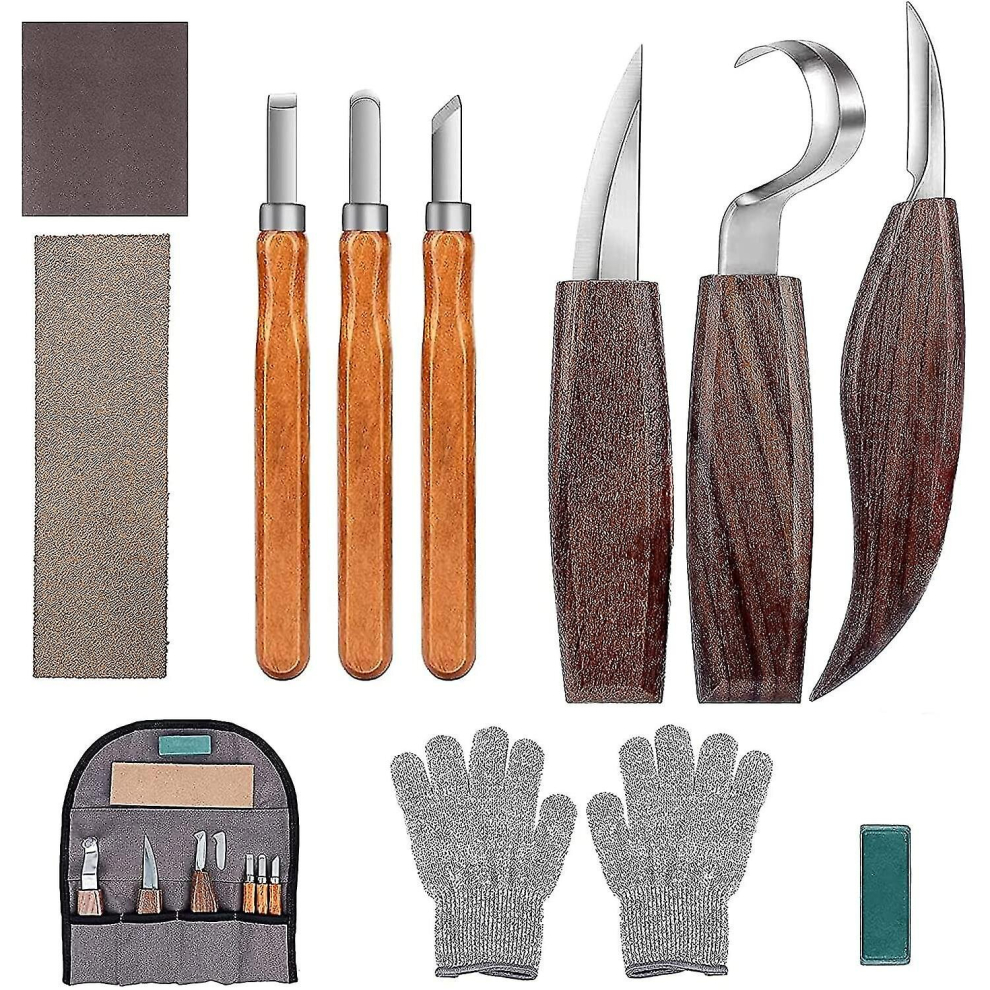 10pcs Wood Carving Tools, Wood Carving Kit With 3 Wood Chisels, 3 Wood Carving Knife, Carving Knife Set, Professional Wood Carving Tools Jinyu