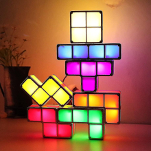 Tangram Stackable Night Light, Led 7 Colors Induction Interlocking Desk Lamp 3d Diy Magic Blocks Puzzles Toy For Kids Teens Bedroom Home Decor Ideal