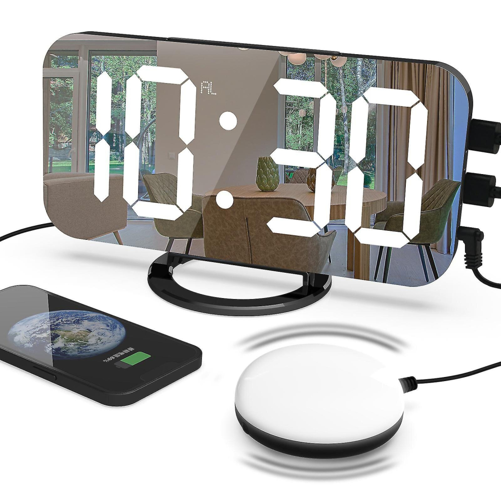 (Black) Loud Alarm Clock With Bed Shaker For Heavy Sleeper,Dual Vibrating Alarm Clock With Usb Charger For Hearing-Impaired Deaf Black