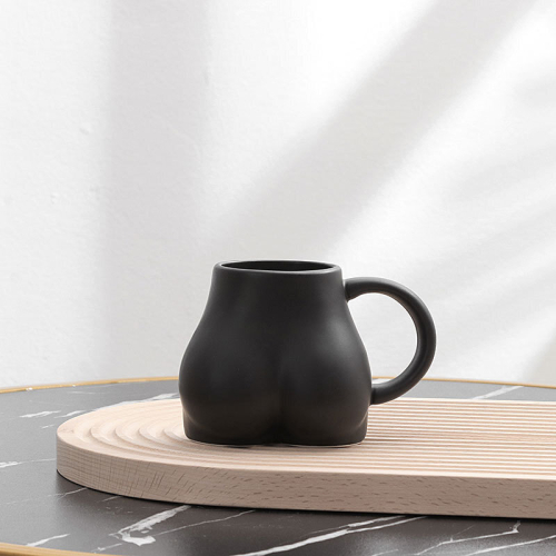 (Black) Creative Ceramic Mug Personalized Art Hip Coffee Cup Drinking Cup Butt Cup for Office and Home 1