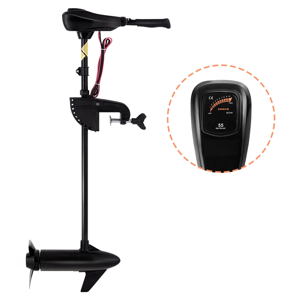 12V Electric Trolling Motor 55LBS Transom Mounted 8 Speeds Trolling Motor