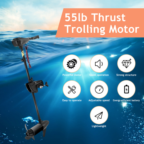 Casart 12V Electric Trolling Motor 55LBS Transom Mounted 8 Speeds Trolling Motor 1
