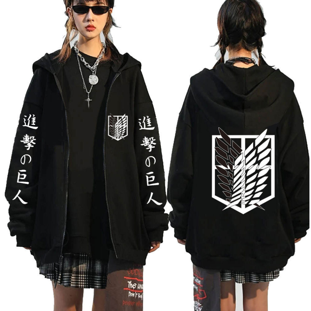 (A2, XL) Attack on Titan Attack on Titan Tide Padded Hooded Zip Sweatshirt