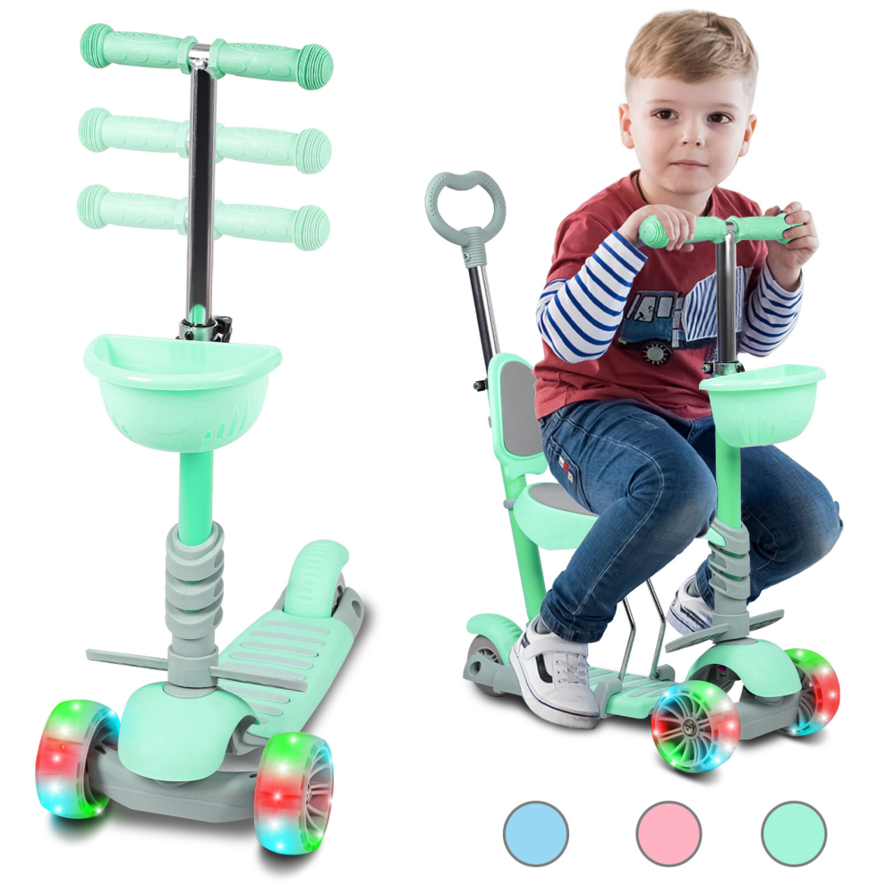 (Green) 5-in-1 Kids Scooter Toddler Kick Scooter