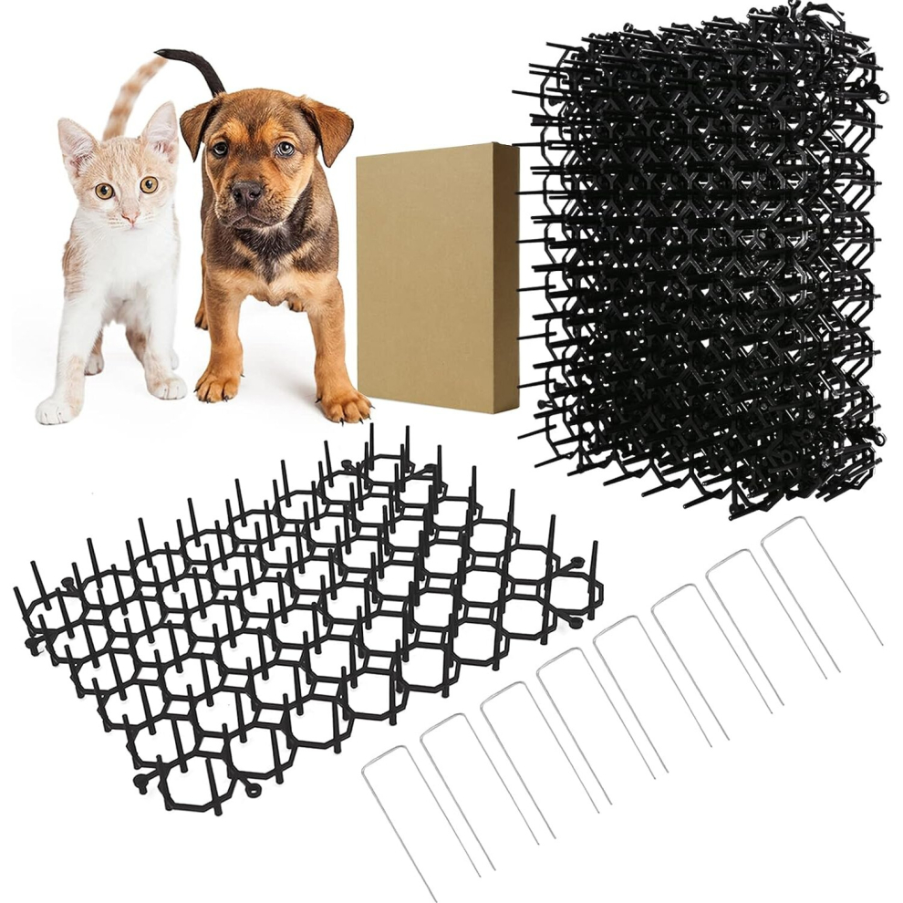 12pcs Cat Scat Mat with Spikes Prickle Strip Dig Stopper, Scat Mats, Anti Cat Indoor Cat Deterrent Outdoor Mat for Garden