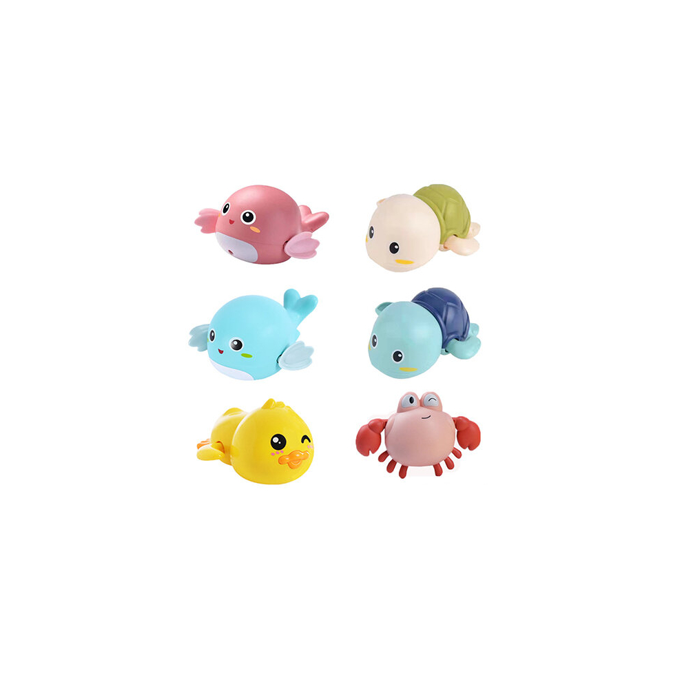 (6 Pcs) Baby Bath Toys Swim Chain Clockwork Animal Cartoon